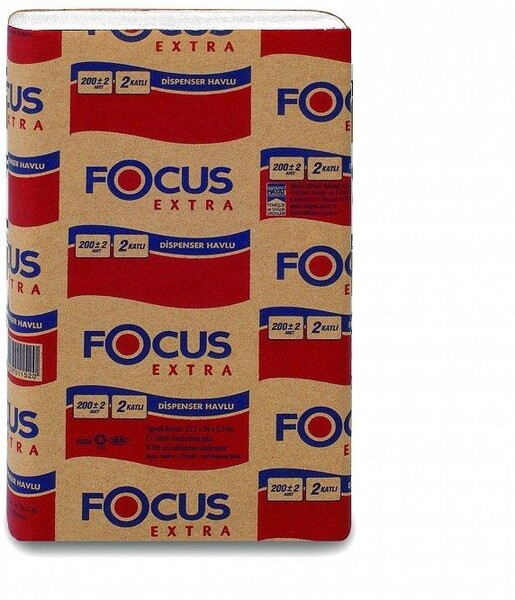 Бумажные полотенца Z-Сложения 2 слоя, 200 шт., Focus Extra, пластиковая упаковка