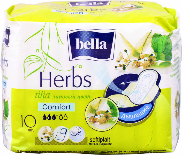 Гигиенические прокладки Bella Herbs komfort с экстрактом липы, 10 шт