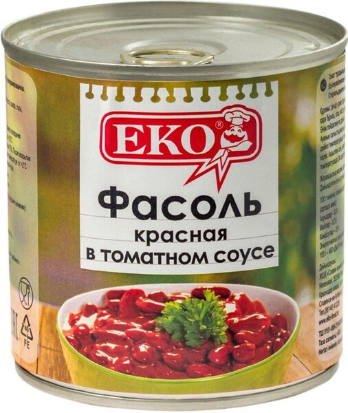 Фасоль Еко красная в томатном соусе, 400 г