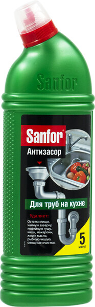Средство для прочистки труб на кухне SANFOR, 1кг Россия, 1000 г