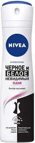 Дезодорант-антиперспирант спрей женский NIVEA Clear Черное и Белое Невидимая защита для тела, 150мл Россия