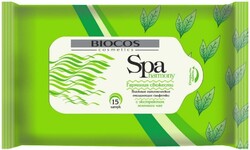 Влажные салфетки очищающие Biocos Spa harmony с экстрактом зеленого чая, 15 шт.