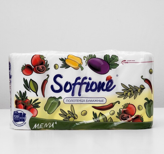 Бумажные полотенца Soffione Menu 2-слойные 4 pулона