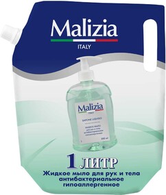 Мыло жидкое для рук и тела Malizia Антибактериальное гипоаллергенное, 1 л