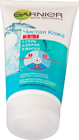 Гель для умывания Garnier Чистая кожа 3в1 очищающий