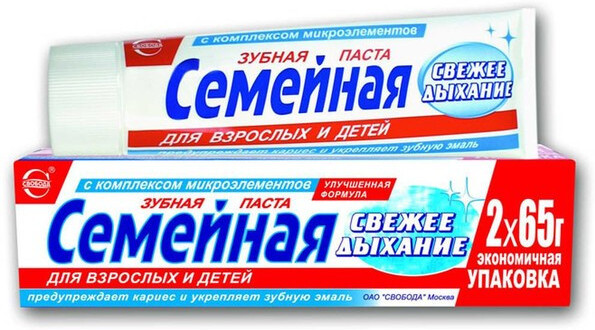Зубная паста Свобода Семейная свежее дыхание в лам. тубе, 0.13кг