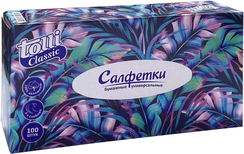 Салфетки Tolli Classic бумажные в ассортименте 100шт