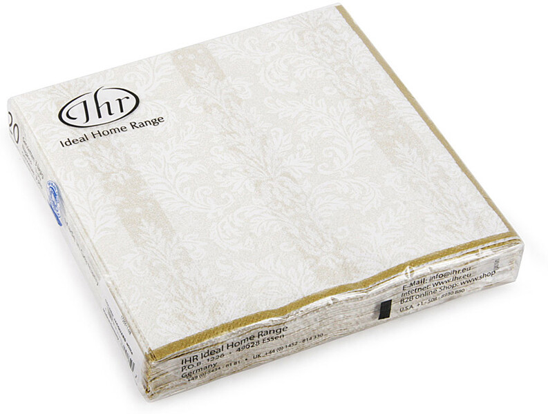 Салфетки бумажные с золотым узором 33 х 33 см, 20 шт IHR, Германия