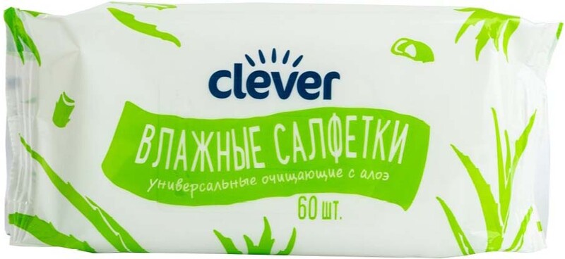 Влажные салфетки Clever алоэ 60 шт