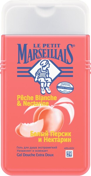 Гель для душа Le Petit Marseillais белый персик и нектарин, 250 мл