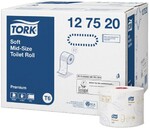 Туалетная бумага T6 Tork Premium в компактных рулонах AutoShift, 90м х 9,9см, 2 сл., белая, синее тиснение, 0.30кг