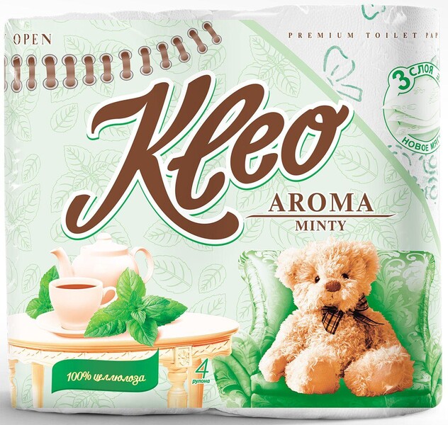 Туалетная бумага Kleo Мята 3слоя 4рул