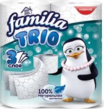 Туалетная бумага Familia Trio белая 3-слойная 4 рулона
