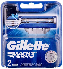 Сменные кассеты для бритвы Gillette Mach3 Turbo, 2 шт.