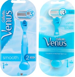Бритвенный станок Venus Smooth с тремя лезвиями + Сменные кассеты 2 шт