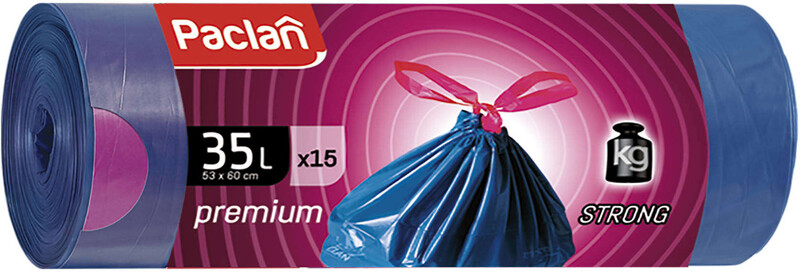 Пакеты для мусора Paclan Premium с тесьмой 35, 15 шт