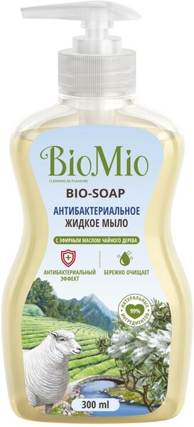 Жидкое мыло BIOMIO Антибактериальное с маслом чайного дерева Россия, 300 мл