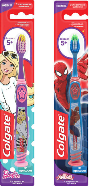 Зубная щетка детская Colgate Spiderman супермягкая на присоске 5+