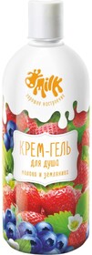 Крем-гель для душа Milk, молоко и земляника, 800 мл