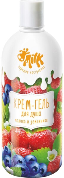Крем-гель для душа Milk, молоко и земляника, 800 мл