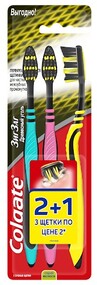 Зубная щетка COLGATE Зиг Заг Древесный уголь 2+1, средней жесткости, 3шт Вьетнам 