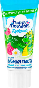 Зубная паста детская Happy Moments гелевая со вкусом малины, 60 мл