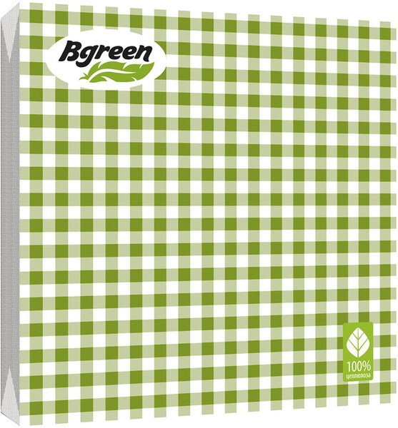Салфетки бумажные Bulgaree Green Клетка зеленая трехслойные 33x33 см 20 шт