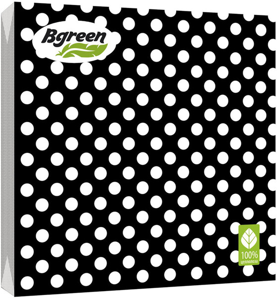 Салфетки бумажные Bulgaree Green Горох на черном трехслойные 33x33 см 20 шт