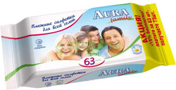 Влажные салфетки Aura Famil y для всей семьи, 63 шт