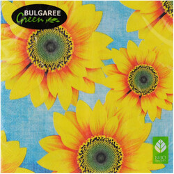 Салфетки бумажные Bulgaree Green Подсолнухи трехслойные 33х33 см 20 шт