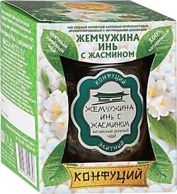 Чай Конфуций Жемчужина Инь с жасмином 70 гр. зеленый стекло/картон (4)