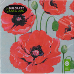 Салфетки бумажные Bulgaree Green Маки трехслойные 33х33 см 20 шт