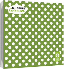 Салфетки бумажные Bulgaree Green Горох на зеленом трехслойные 33x33 см 20 шт