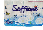 Туалетная бумага 2х-слойная, 12 рулонов Soffione Decoro Blue, полиэтиленовая пленка