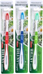 Зубная щетка Silcamed актив комплекс средней жесткости