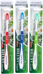 Зубная щетка Silcamed актив комплекс средней жесткости
