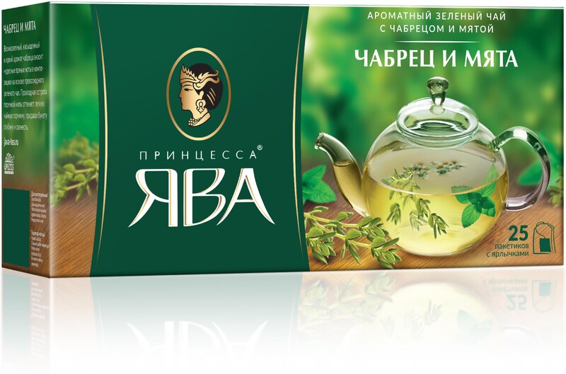 Чай зелёный Принцесса Ява Чабрец и мята, 25×1,5 г