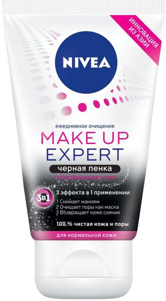 Жидкое мыло для умывания Nivea Visage Черная Пенка 3в1 для нормальной кожи, 0.10л