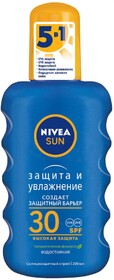 Cпрей для тела солнцезащитный Nivea Защита и увлажнение водостойкий Spf 30, 200 мл