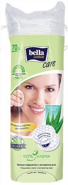 Ватные подушечки Bella Cotton Care с экстрактом алоэ, 70 шт