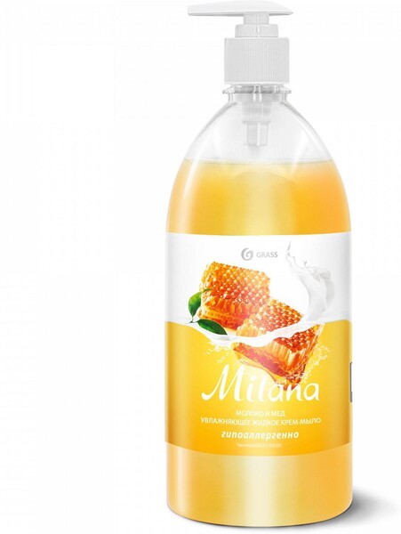 Жидкое крем-мыло Milana молоко и мед с дозатором 1л