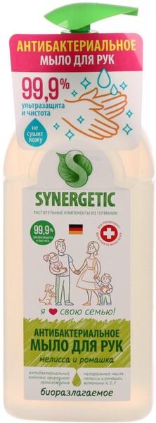 Жидкое мыло для рук антибактериальное Synergetic Мелисса и ромашка, 500 мл