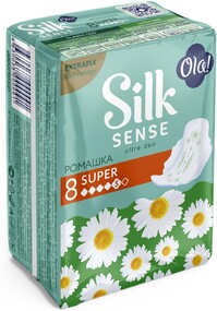 Прокладки Ola! Silk Sense, Ultra Deo Super, ромашка, 5 капель, 8 шт.