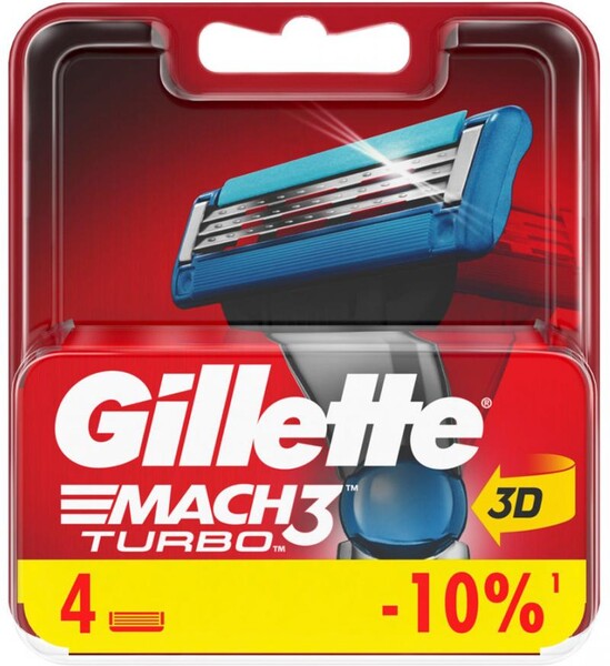 Cменные кассеты для бритья Gillette Mach 3 Turbo, 4 шт
