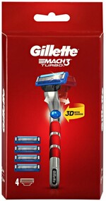 Бритва мужская Gillette Mach3 Turbo c символикой UEFA Champions League 4 сменные кассеты