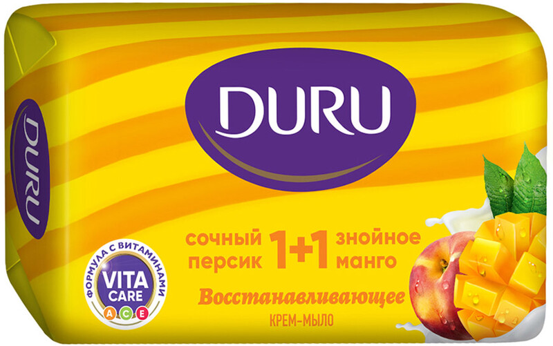 Крем-мыло DURU 1+1 Манго и персик, 80г Малайзия, 80 г