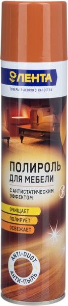 Полироль для мебели ЛЕНТА Анти-пыль, с антистатическим эффектом, 300мл Россия, 300 мл