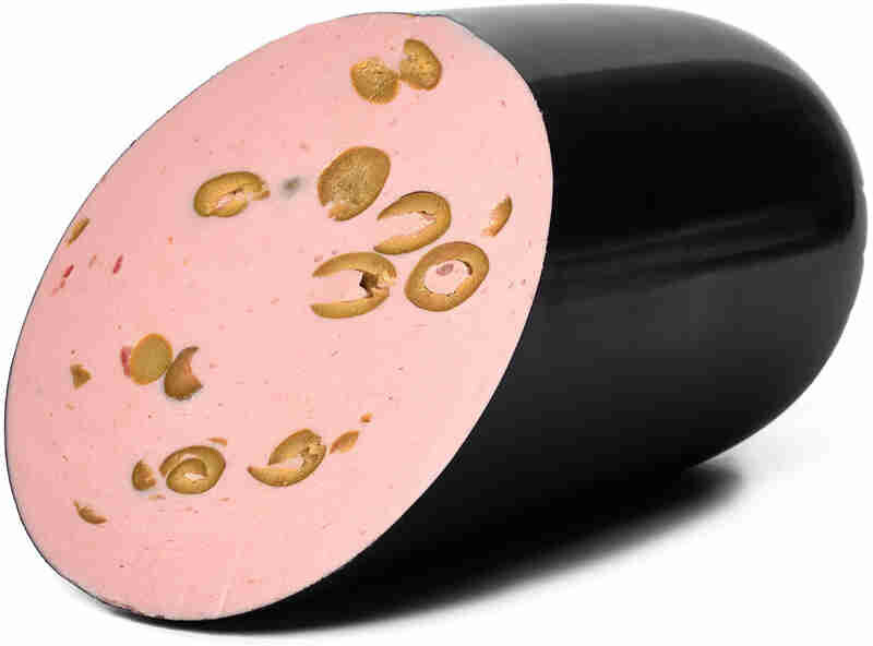 Колбаса вареная «Балтия» Испанская с оливками (0,8-1,2 кг), 1 упаковка ~ 1 кг