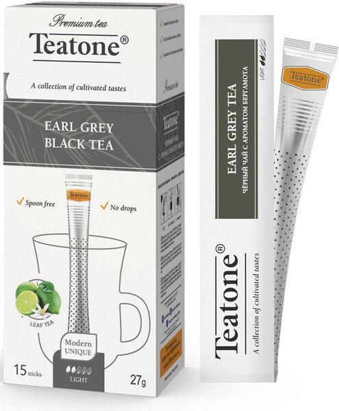 Чай черный EARL GREY TEATONE , в стиках, 15шт. по 1,8г