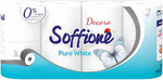 Туалетная бумага 2-х слойная, 8 рулонов Soffione Pure White, полиэтиленовая пленка